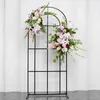 Flores decorativas de luxo rosa rosa jacinto verde folha flor fila arranjo de casamento arco arco deco tabela de recepção de recepção de boas -vindas