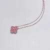 2024 Classic Four Leaf Clover Necklaces Pendants New Pink Rose Pyroxene 18k Gold Sterling Silver Pendant Necklace for Womens Light Luxury and Niche