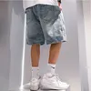 Fashion Casual Denim Shorts pour hommes Trend ins Pop Summer Summer Wear Japanese Gothic Hop Hop Loose Cargo Five Quarter Pants 240423