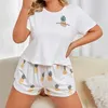 Sexy pyjama's zomer nieuwe grote puurlover pyjama's vrouwen plus dikke print melk zijden set comfortabele korte mouwen korte mouwen korte eenvoudige thuisjurk 5xl D240425