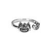 Clusterringe 999 rein Silber Retro Zodiac Dragon Ring Frau Anel de Prata 925 Original Maskulino Anillos Para Mujer