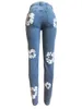 Women's Jeans 5pcs Bulk Items Wholesale Lots Printed For Women Stretch Denim Fabric Fashion Casual Slim Pant Streetwear Trousers B13045