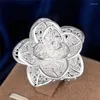 Cluster Rings 925 Sterling Silver Pretty Big Flower Ring For Women Fashion Party Wedding Fine Jewelry Brands Holiday Gift