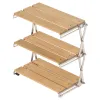 Outils Soomloom Camping Natural Oak Rack Pliable Outdoor 3Plies Portable Pliant Pliant Rangel Rack Rack Shelf de chaussures en bois