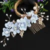 Hochzeit Haarschmuck Braut Hochzeit Haarzubehör Braut Kristall Perle Blume Stirnband handgefertigtes Haarband -Perlen Dekoration Haar Kamm Clip für Frauen D240425