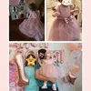 Robes de fille Summer Baby Girls Robe pour le mariage Party 1er Birthday Pink Princess Robe Kid 1-5y Just Infant Girls Vestidos Elegant Robe D240425