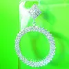 Hoopörhängen grossist- Korean high-end glänsande CZ Crystal Big Women Silver Jewelry Bride Round Wholesale