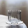 Tumblers Glass Lotus Tea Cup Thicked värmebeständig personlig uppsättning av high-end transparent elegant kung fu H240425