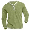 Polos maschile da uomo Shirt Henley T-shirt a collo rotondo estate comodo cotone in cotone maniche lunghe abiti da strada casual sport top basicl2404