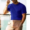 تي شيرت رجال قميص متماسكة رفيعة للرجال لأكمام قصيرة من القميص المخطط غير الرسمي لربيع/الصيف رجال غير رسمي وقابل للتنفس topQ240425