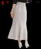 Faldas estilo japonés elegante falda midi femenina 2024 Oficina de primavera Women Women High Color puro Cintura elástica de la cola de pescado