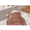 Mädchenkleider lieben DDMM Girls Sommer Mode Süße Falten Prinzessin Ärmellose Mesh Kleid Kinder Babykleidung Kostüme Kinder Outfits Outfits