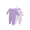 Één-stuks 2 stks lente herfst baby schattig konijn grafisch comfortabele katoenen jumpsuits set voor jongensmeisjes voeten onesies peuter's schattige pyjama's set