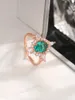 Cluster anneaux 2024 S925 Sterling Silver Emerald incrusté diamant européen et américain exagéré design anneau de bijoux pour femmes