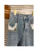 Frauen Jeans Low Taille Open Pocket Design Denim Weitbein super vielseitig klein und modisch 2024 Frühherbst -Freizeithosen