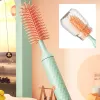 Nourrir 3/4pcs / ensemble Brosse de bouteille en silicone électrique 360 ° Rotation de bébé Pacificateur Brosse de nettoyage à longue poignée Brosse de nettoyage de cuisine