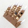 Instagram Cool Style Jewelry Gold Plain Hollow Out Personalized Simple Geometry Multi Piece Stacked Wearing Ring