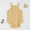 Rompers Summer Baby Girls Thin Style Bodyyuit Maddler Solid Color Hollow Out Tap Top Topsuit Newborn One Piece H240425