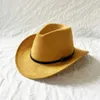 Cappelli larghi cappelli da secchio cappelli classici cappello da cowboy in pelle scamosciata da uomo in pelle scamosciata donna femmina jazz cappello jazz rotola