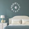 Relógios acrílico Digital Wall Clock espelho adesivos de parede criativos Relógios DIY Design moderno Design de quartzo mudo Diâmetro da agulha de 40 a 60cm