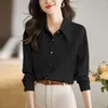 Kvinnors blusar Spring Autumn Business Casual Interior Lapping Ladies Solid Color Clothing Tops Office Lady Shirts Fashion