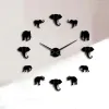 Horloges Acrylique Miroir Autocollant Elephant Mur Horloge Grande horloge silencieuse Mouvement suspendu Sticker Watch Stickers Horloge Living Room Decor