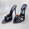 Hausschuhe Sommer 2024 Kleiderparty Bankett Sandalen Frauen Key Lock High Heel Designer elegant sexy große Größe Schuhe 42 43 45