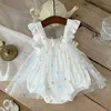 Rompers Summer Baby Clother Flower Camisole Bodysuit Girls One Piece H240425