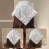Scarves Embroidered Flower Lace Triangle Scarf Small Shawl Solid Headwraps Hijab Head Neckerchief Crochet Color Bandana T4P3