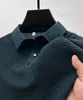 Polos Letter Print Ice Silk krótkie rękawe Mężczyźni Polo koszule 2024 Lato puste oddychające t-shirt moda lapowa marka zwykła marka