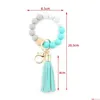 Party Favor Sile Keychains Tassel Wood Beads Bracelet Keyring Pendant For Women Accessories Supplies Drop Delivery Home Garden Festive Otv7T