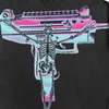 Men's T-Shirts New American Vintage UZI Skull Print T-shirt for Women 2023 Hot Loose Striped Mens Dopamine Top Summer Gothic Y2K Dress H240425