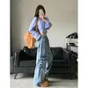 Frauen Jeans Blue Ladung Baggy Vintage High Taille Cowboyhose Harajuku Denim Hosen 90er Jahre Y2K Japaner 2000er Jahre Kleidung 2024