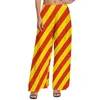 Frauenhose Farben gestreift gerade Nationalflagge Druck sexy breite weibliche übergroße Straßenmusterhose Street Modeer Hosen