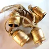 Decorative Figurines 3Pcs/Set Copper Cow Bell With Lanyard Shabby Country Style Brass Handmade Horse Sheep Grazing Bells Ornament