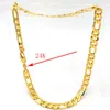 Kedjor Solid Hallmarked Yellow Fine Stamep 24 K Gold GF Figaro Chain Link Halsbandlängder 12 mm italienska 60 cm Tunga