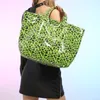 Designer di corse di grande capacità PVC Borse da donna Beach Waterproof Tote Bag Ladies Shopping Travel Modello Leopardo Spalla verde