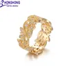 Bands Anneaux Womens Zircon Ring de haute qualité Classic Plant Flow Design Hand Ornaments Birthday Party Cadeaux pour les amis bijoux populaires H240425