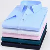 Chemises décontractées pour hommes chemises robes à manches courtes Strech pour l'été Soft Care Easy Fire-Free Social Mens Business White Ligh Blue Blue Rose