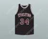 Пользовательский любые названия Mens Youth/Kids Billy Dunn 34 Wolves High School Black Basketball Jersey Top Shiteed S-6xl