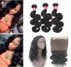 Virgin Brasilian Corpo Wavy Pacéis de cabelo com 360 Lace Frontal Fechamento 1b Remy Peruan Human Teave com peça frontal forwme6273934