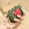 Shoulder Bags 2024 Genuin Leather Heart Coin Purse Women Key Holder Ladies Cute Patch Small Pouch Wallet