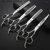 Haarschaar 5,5/6/6.5/7/7,5 inch Barber Hairdressers Scissors Haar snijden Set Hairdressing Supplies 440C Salon Dunning Clipper Q240425