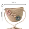 Storage Bags Kids Straw Bag Flower Summer Beach Woven Tote Cartoon Style Shoulder Purse For Girls Ladies Women