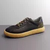 Lässige Schuhe Vintage Sneakers Herren flach Schnüre Frühling Herbst Atmungsaktives Kuhwahnsinnige echte Leder Männer laufen Jogging Sport