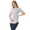 Maternity Tops Tees Emotion Moms New Women Maternel T-Shirt Short Sleeve Stretch Cotton Tops Zipper Breastfeeding Loose Pregnant Clothes Big SizeL2404