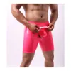 Roupas íntimas masculinas luxuosas luxuosas boxer longas homens de couro boxershorts exótico casal gay hollo