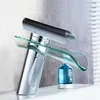 Bathroom Sink Faucets Chrome Plated Brass & Glass Material Deck Mounted Cold Water Of Mixer