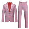 ジャケット2023新しいピンクの格子縞のスーツメンウェディングパーティースワローテイルドレス大規模6xlメンズスリムフィットブレザージャケットとパンツ