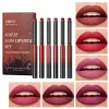 Lipstick Qibest Maquiagem 6pcs Lipstick Pen Conjunto de veludo Lip Lip Lip Lipstick Nude Mulheres Durizantes Hidratantes Kit Cosmético